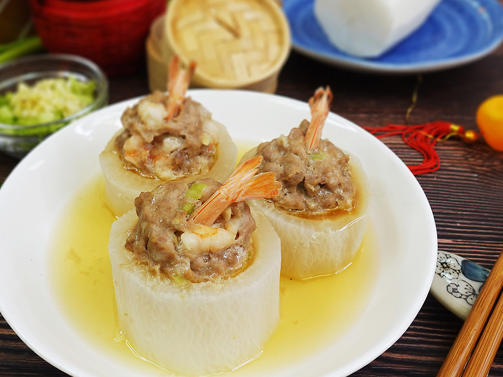 白玉鑲蝦肉